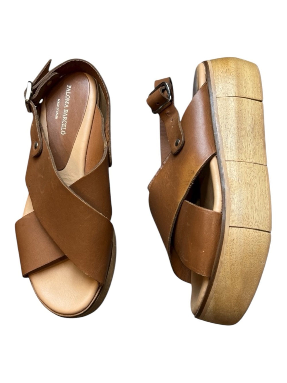 PALOMA BARCELÓ MADE IN SPAIN LEATHER STRAP PLATFORM SHOES SZ 38/9